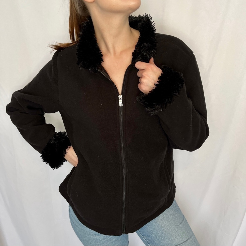 Y2K Faux Fur Trim Zip Jacket